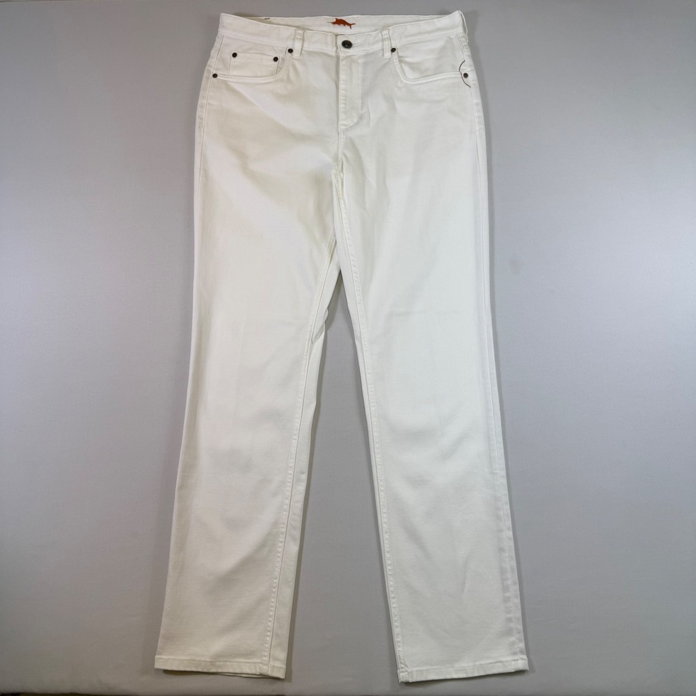 Tommy Bahama Boracay Jeans Men 36x34 White 5-Pocket Straight Leg Stretch Comfort